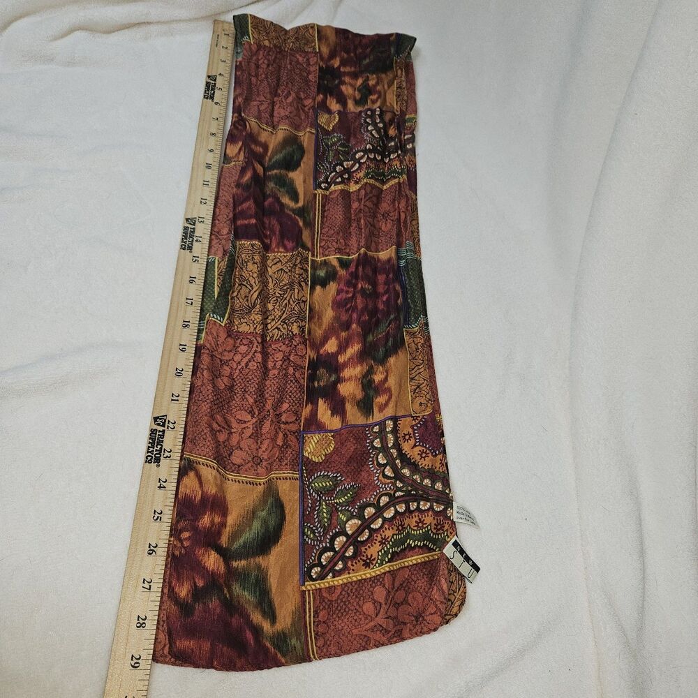 New York Studio Oblong Scarf 60”x10” 100%silk Autumn, Harvest, Grannycore - Picture 4 of 5